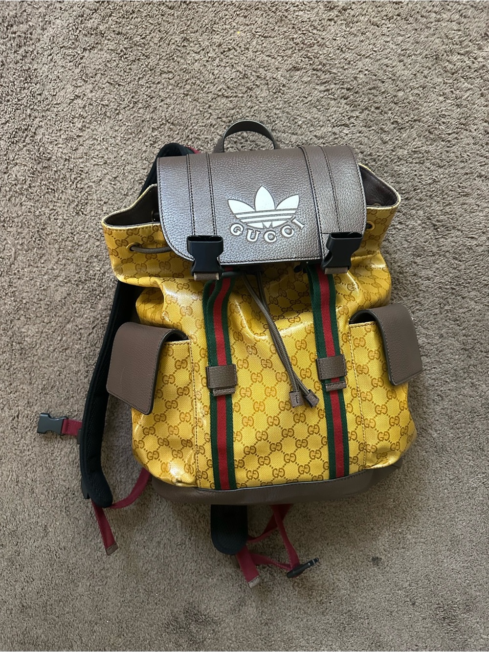 Gucci Adidas Monogram Canvas Drawstring Backpack